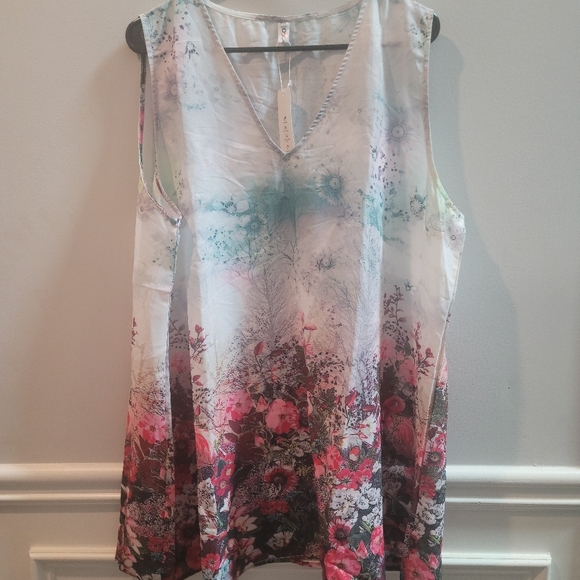 NWT Womens Floral Sleeveless 1X Lightweight OrderPlus - Picture 1 of 11
